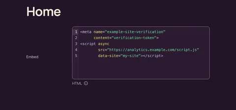 An HTML code field in the Shapio admin
